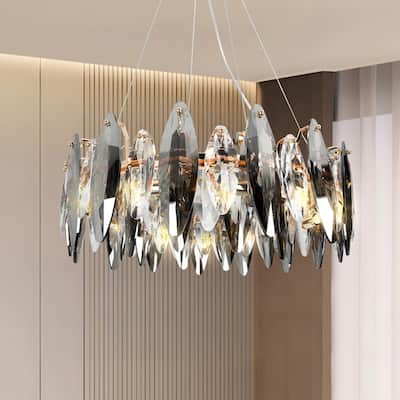 23.6 in. Crystal Raindrop Chandelier, 12-Light Luxury K9 Crystal Pendant light for Dining Room, Kitchen island