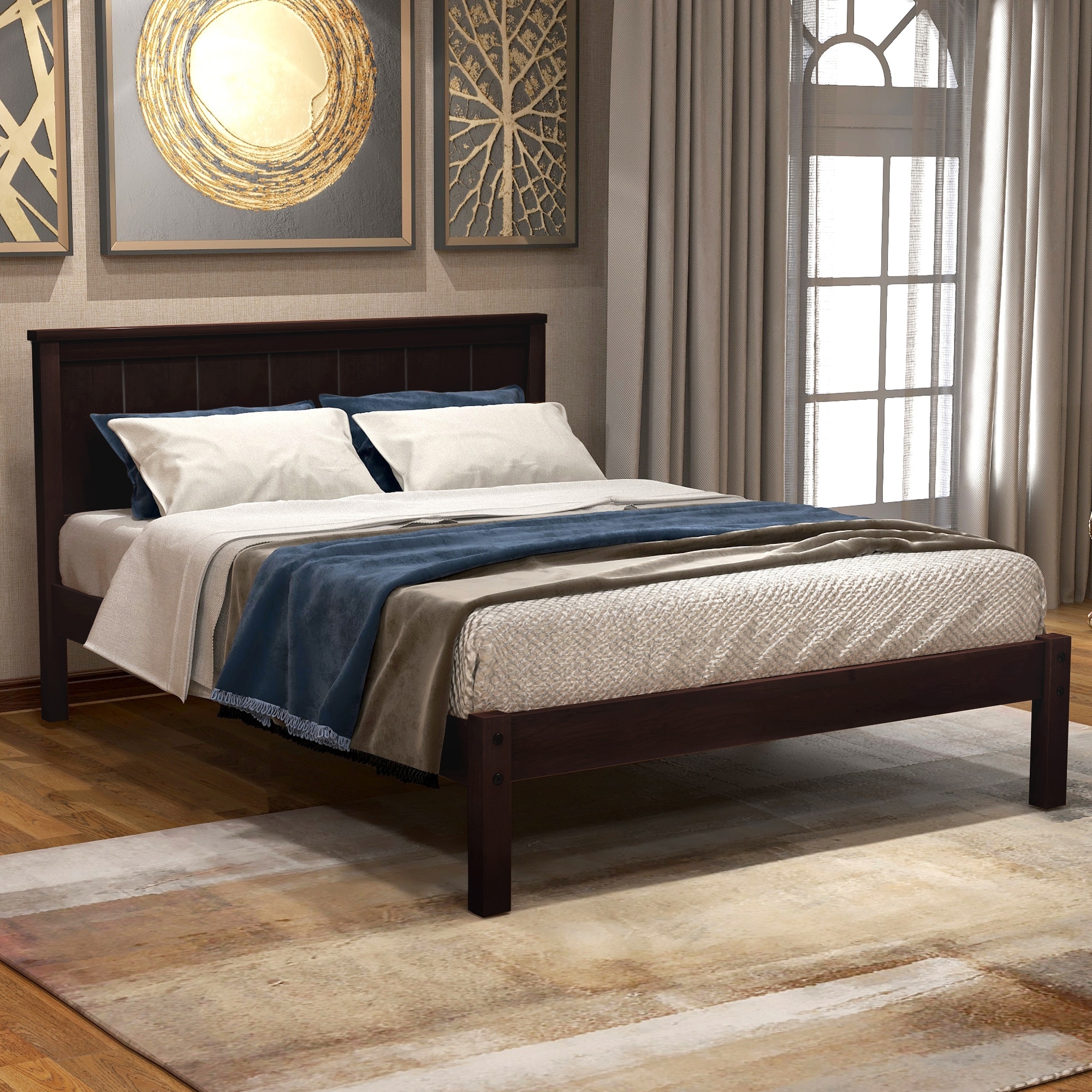 Black Pine Twin Platform Bed with Headboard and Storage