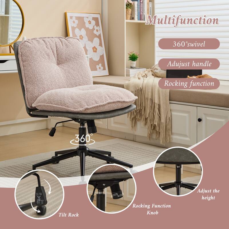 Oversize Seat Cirss Cross Chair with Wheels, Elegant Design Computer Chair, Adjustable Height 360° Rolling Swivel Chair
