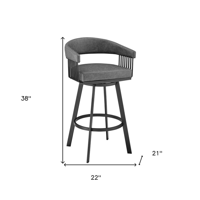 Modern Swivel Low Back Bar Height Stool Chair with Iron Frame and Metal Finish Perfect for Kitchen Island