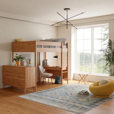 Nourison Washable Beauty Machine Washable Indoor Blue Geometric Area Rug