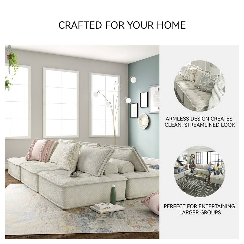Signature Design by Ashley Bales Gray 4-Piece Modular Seating - 117" W x 78" D x 28" H