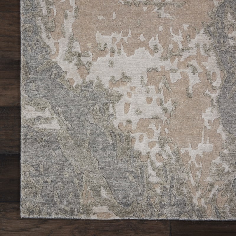 Nourison Silk Shadows Modern Abstract Beige Sheen Area Rug