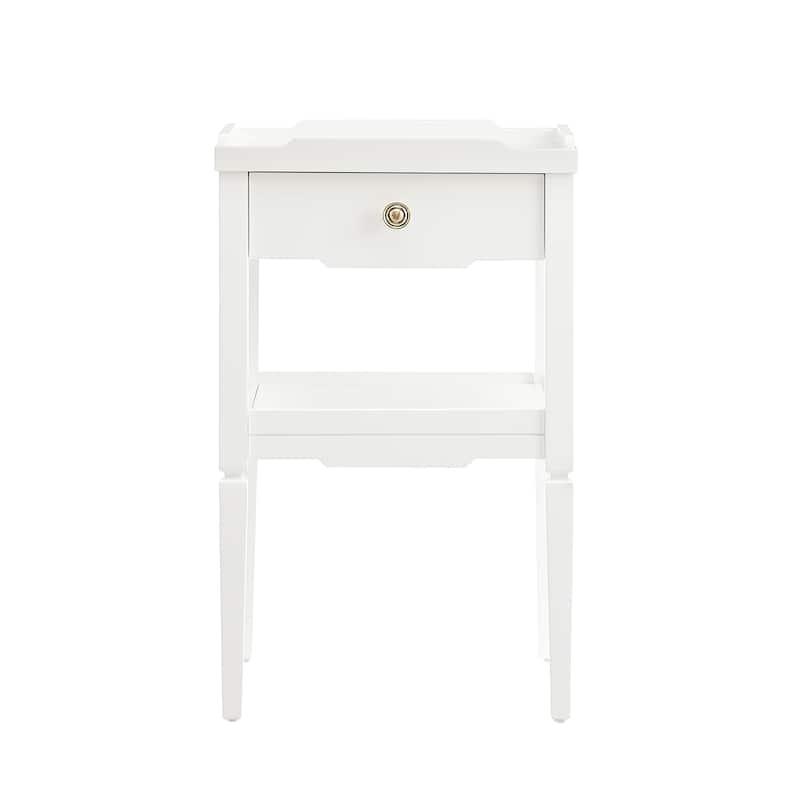 Mid Century Nightstand with Drawer and Lower Shelf Tapered Legs