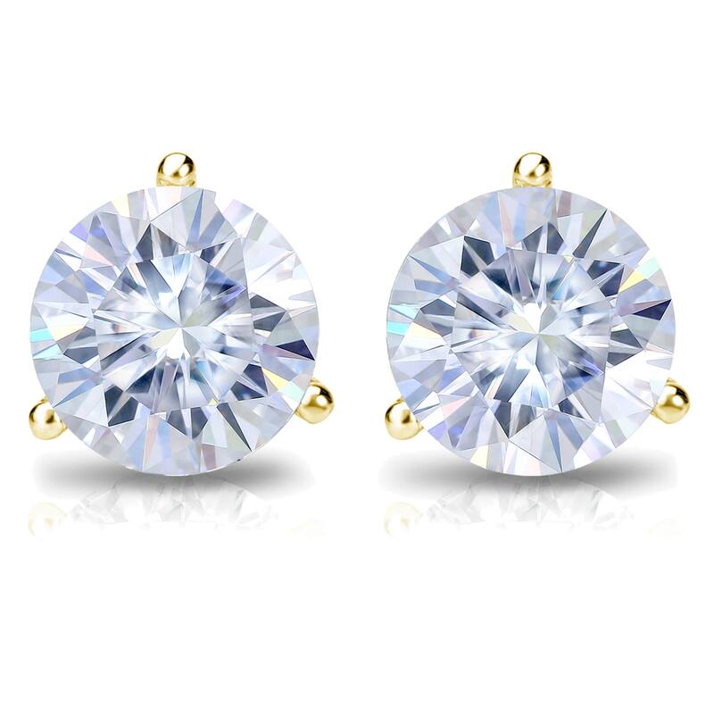 Auriya 1 1/2ctw Round Moissanite Stud Earrings 14k Gold Martini-set - 5.9 mm