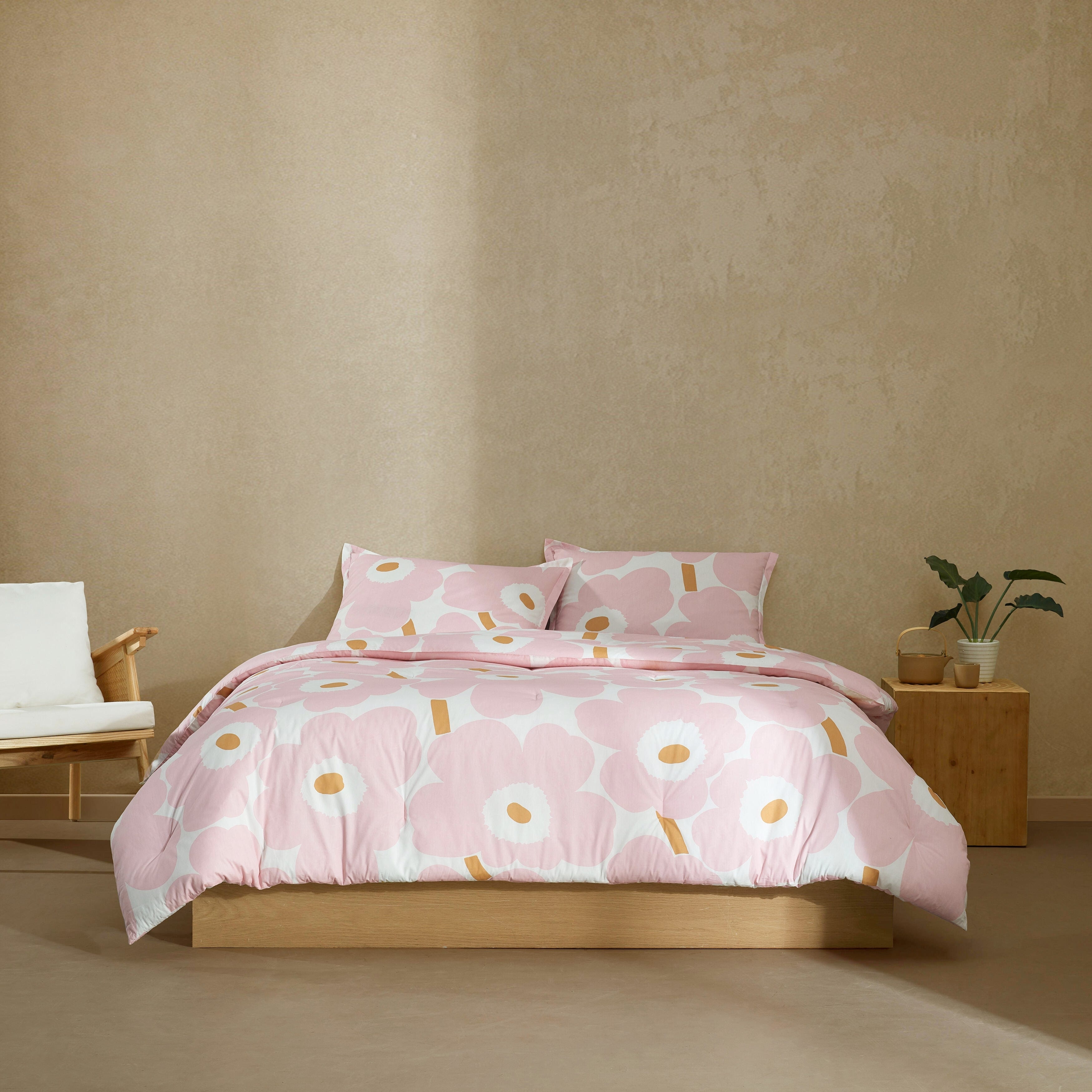 Marimekko Unikko Pink Cotton Reversible Duvet Cover Set