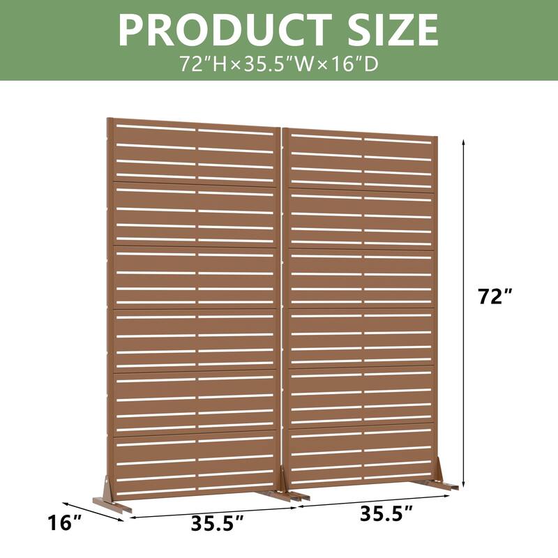 Dovelina Black Outdoor Freestanding Metal Privacy Screen Decorative Garden Fence (Set of 2)