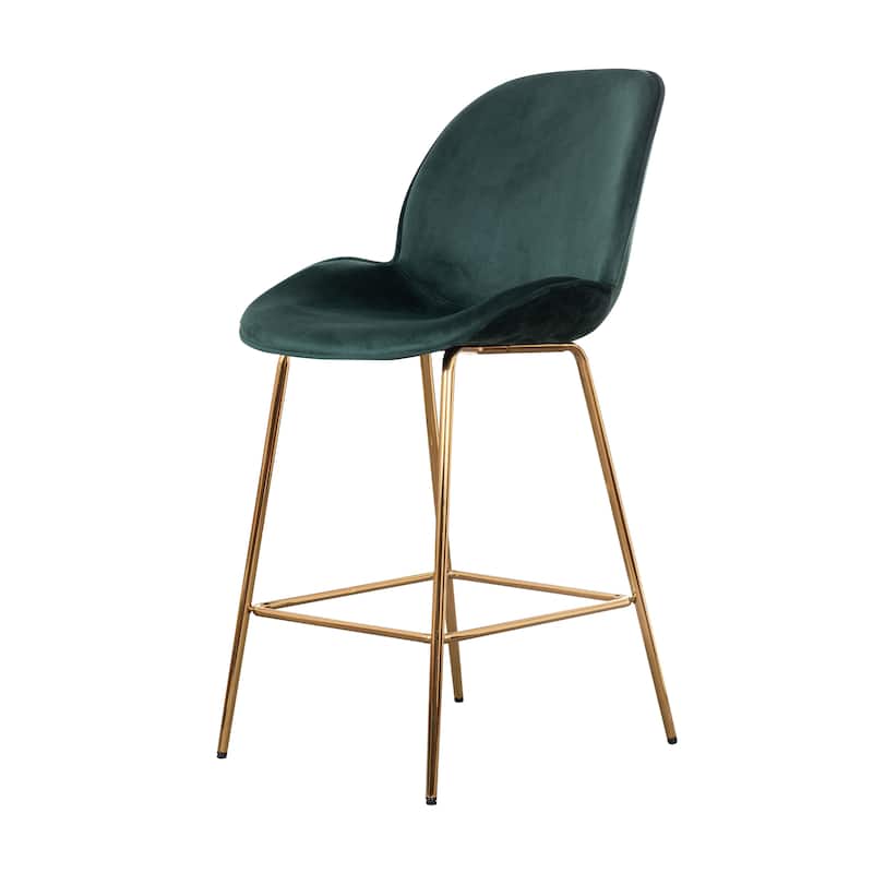 Kyle Beetle Velvet Bar Stool (Set of 2) - N/A - Green