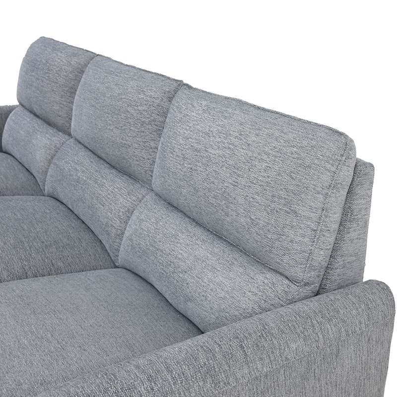 Furniture of America Pirel Modern Chenille L-Shaped Sectional Recliner with Chaise and USB Ports