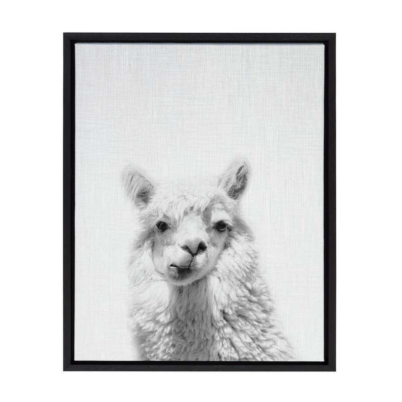 Kate and Laurel Sylvie Animal Portrait Framed Canvas by Simon Te Tai - 18 x 24 - Plastic - Black