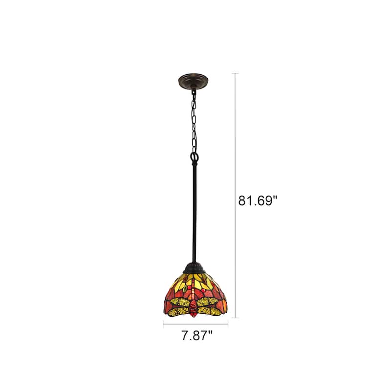 Tiffany-Style Dragonfly Design 1-light Dark Bronze Hanging Pendant
