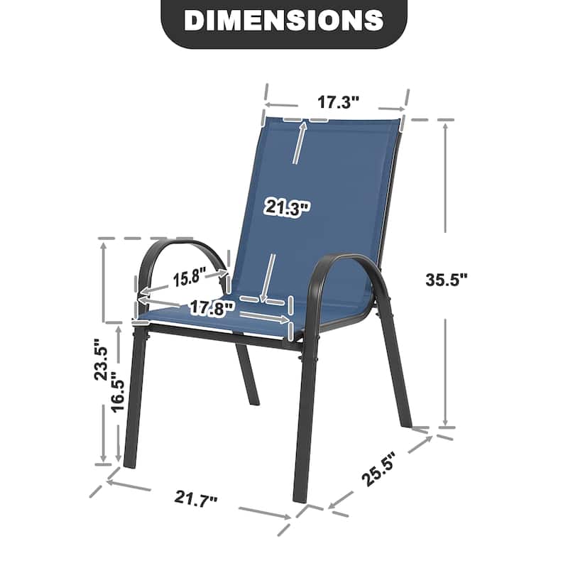 Patio 4-Piece Textilene Dining Chairs with Armrests and Stackable Design