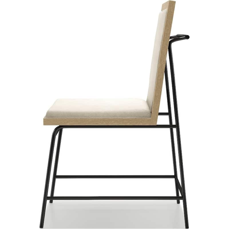 Oak Finish Modern Upholstered Side Chairs Set