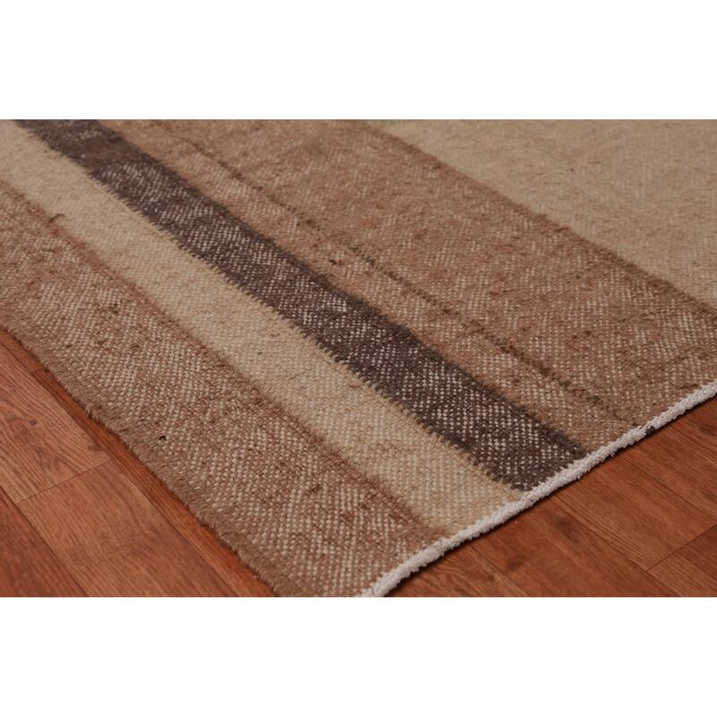 Hand Woven Oriental 100% Jute Carpet Southwestern Modern Brown Kilim Area Rug - 9' 10'' X 8' 4''