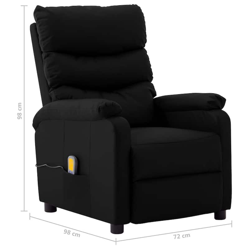 vidaXL Massage Recliner Black Faux Leather