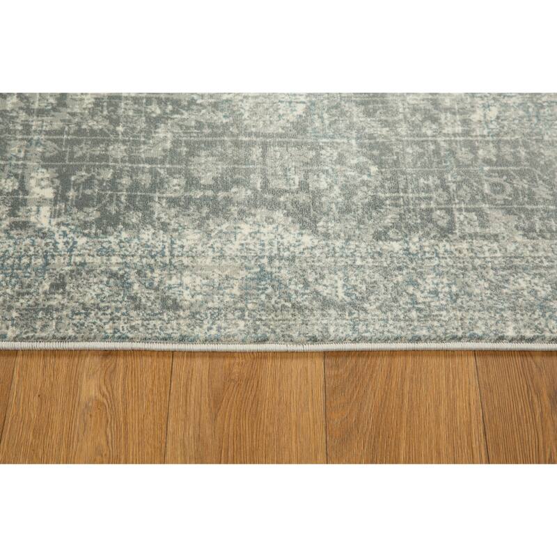 Anila Collection Light Blue, Beige and Silver Transitional Oriental Area Rug