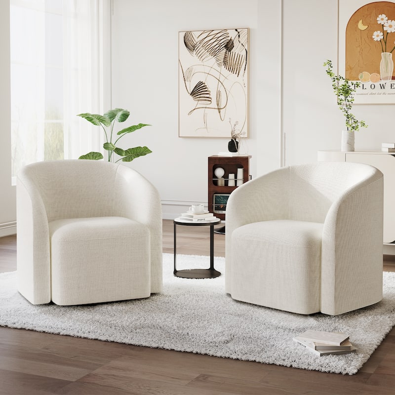 360° Glide Barrel Chair - Upholstered Swivel Accent Chair for Living Room, Bedroom & Office