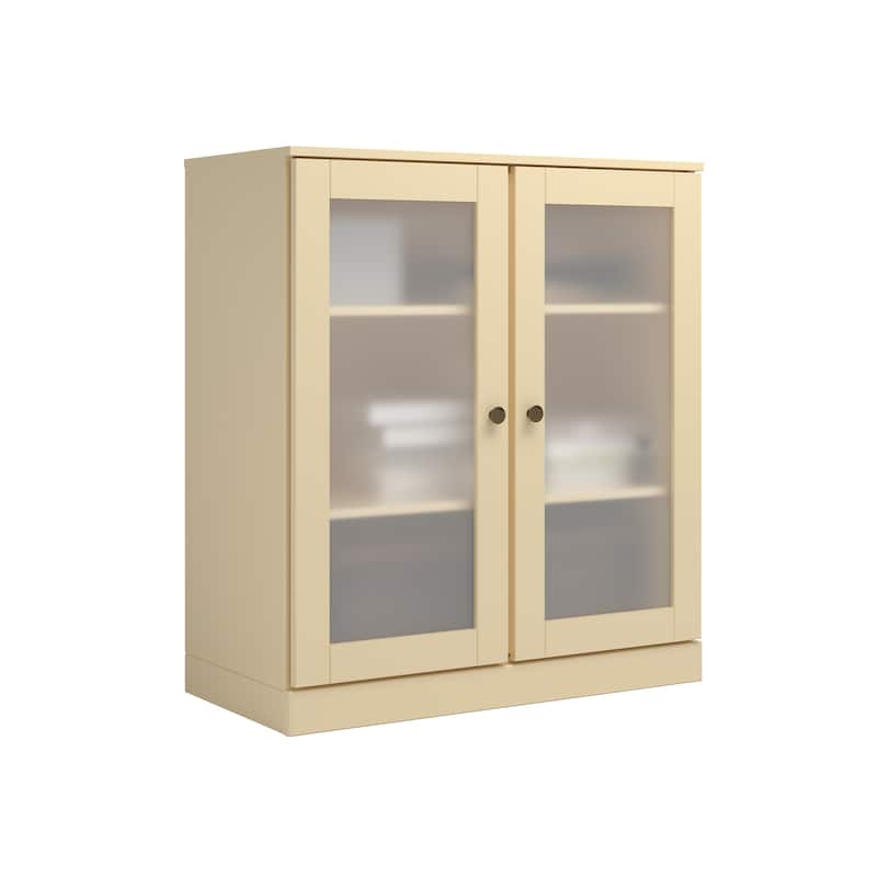 Palace Imports 100% Solid Wood TV Stand with Frosted Glass Doors for TVs up to 32"