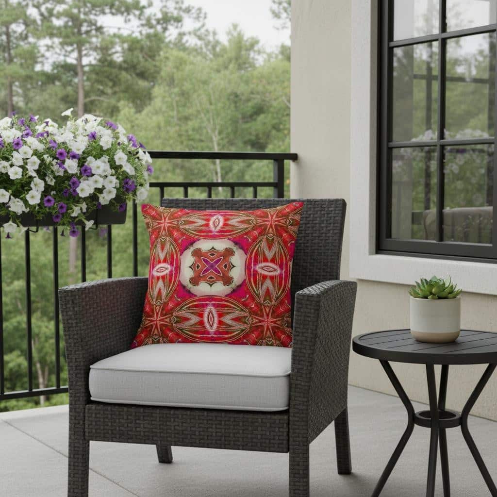 HomeRoots Set of Two 16" X 16" Gray and Pink Blown Seam Floral Indoor Outdoor Throw Pillow - 16.00' X '16.00' X '5.00