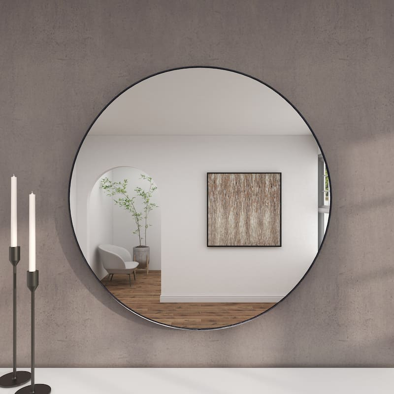 Black, White or Gold Wood Wall Mirror with Thin Frame