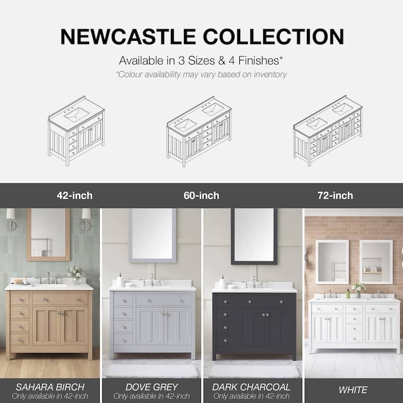 OVE Decors Newcastle 42 in Undermount Single Sink Vanity with Marble Top