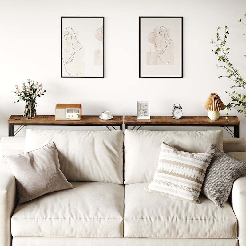 5.9" Narrow Sofa Table, Skinny Console Table with Storage
