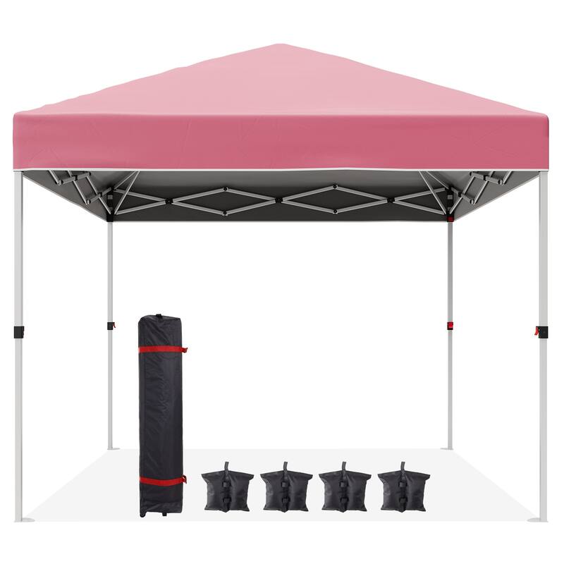 Pop Up Canopy Tent with Wheeled Bag, Waterproof Oxford UV Protection - Pink