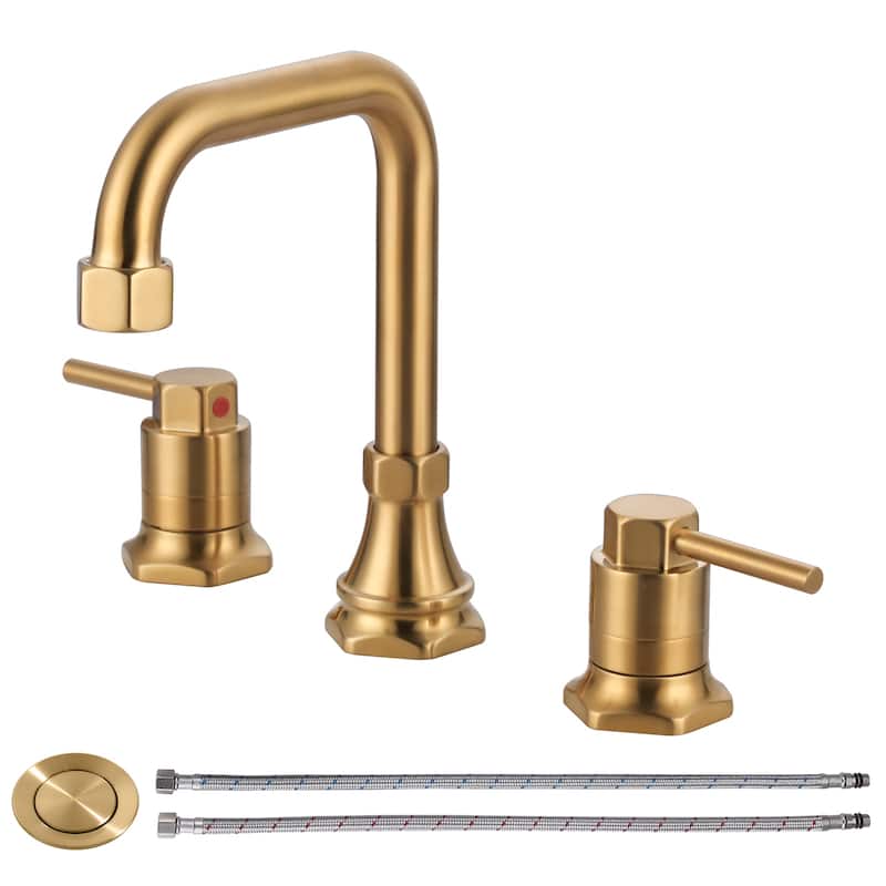 WOWOW Modern-Style Bathroom Faucet with Pop-Up Drain - Brushed Gold