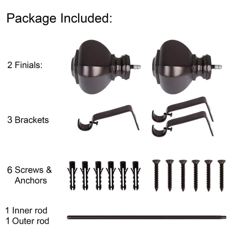 UTOPIA ALLEY 3/4 Inch Curtain Rod - Curtain Rods For Windows 48 to 86 Inch, Adjustable Drapery Rods - 48 to 86"