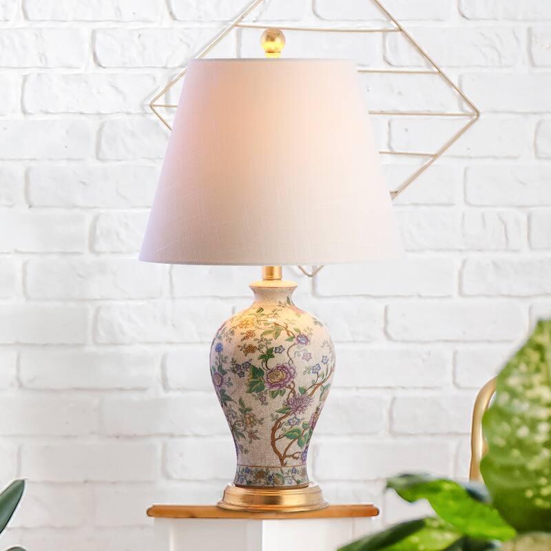 Grace 24" Floral LED Table Lamp, Multi/Brass by JONATHAN Y