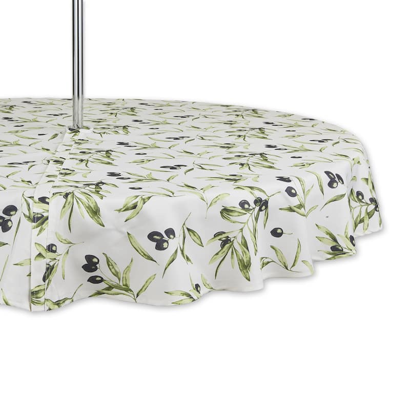 Olives Print Outdoor Tablecloth with Zipper, 60 Round - 60"Roundw/Umbrella hole