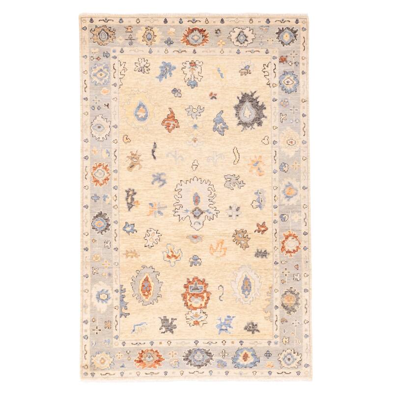ECARPETGALLERY Hand-knotted Modern Oushak Light Khaki Wool Rug - 5'0 x 7'11