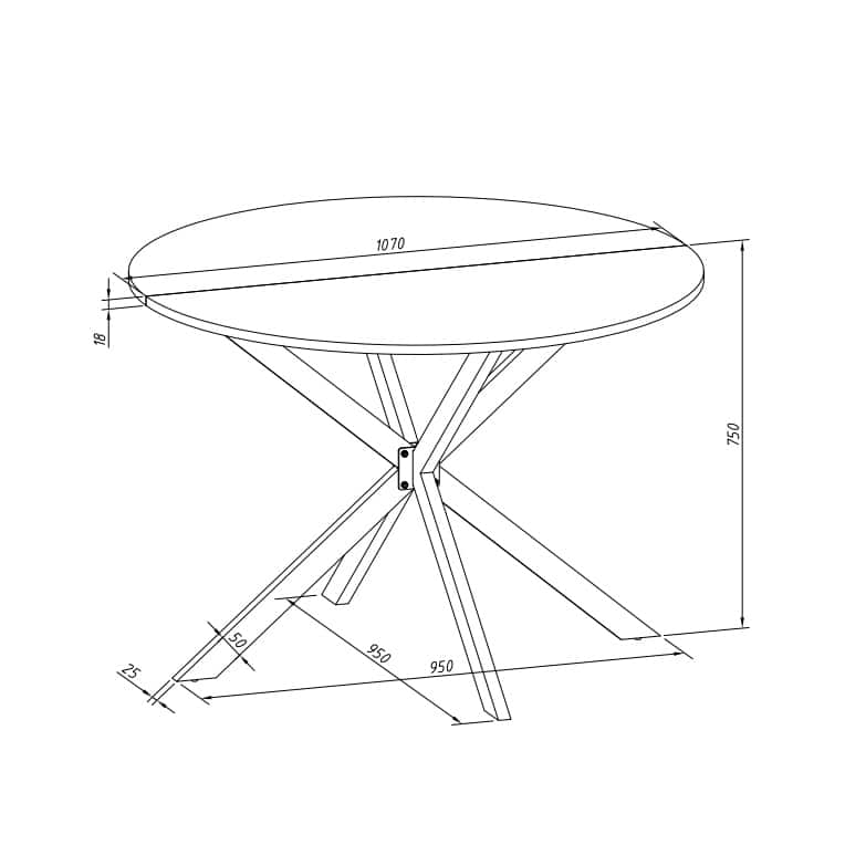 Cross Leg Round Dining Table