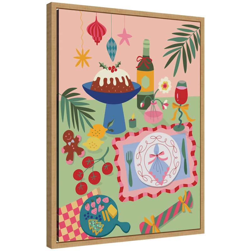 Kate and Laurel Sylvie Framed Canvas Christmas Dessert by Rachel Lee - Brown