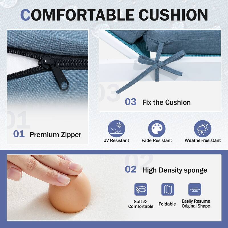 Outdoor Patio Chaise Lounge Cushion with Sunbrella