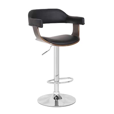 Contemporary Swivel Adjustable Oak Wood Barstool
