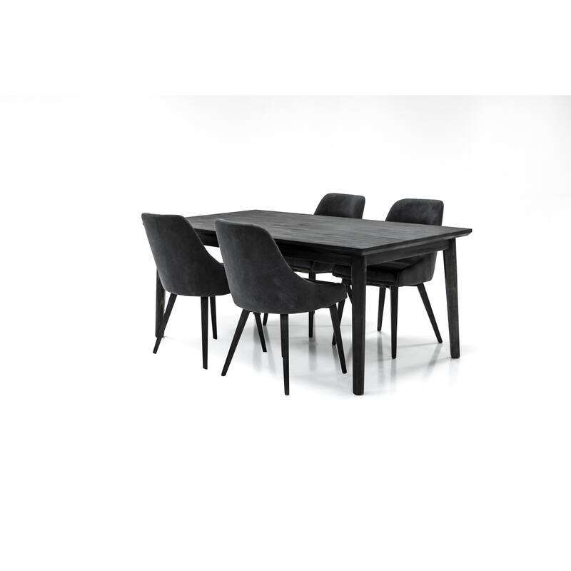 Lileth Modern River Gray Dining Chairs with Acacia Wood Legs - Set of 2 - N/A