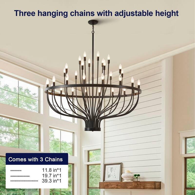 Industrial Chandelier Rustic Vintage 33-Lights Candle Style Light Fixture Large Retro