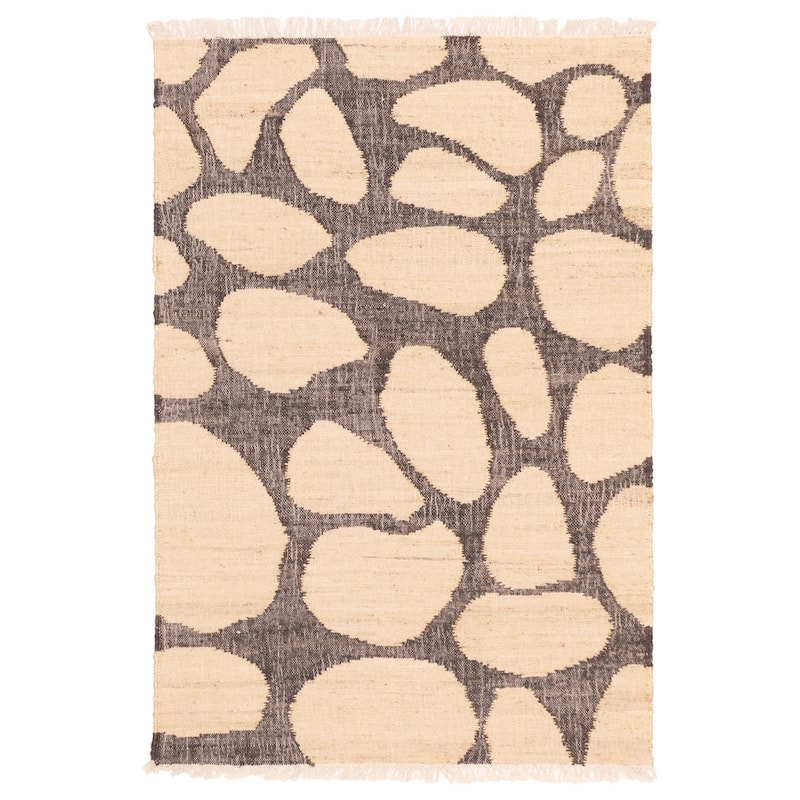 ECARPETGALLERY Flat-Weave Palas Denizli Cream Jute Kilim - 4'1 x 6'1