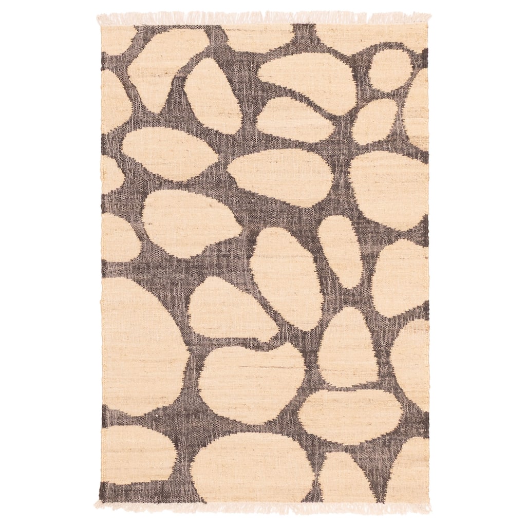 ECARPETGALLERY Flat-Weave Palas Denizli Cream Jute Kilim - 4'1 x 6'1