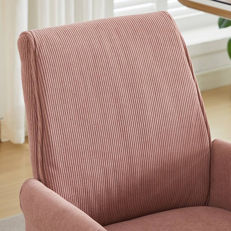 Corduroy Swivel Office Chair with Wheels, Ergonomic High Back Task Chair, Upholstered Accent Chair with Adjustable Height