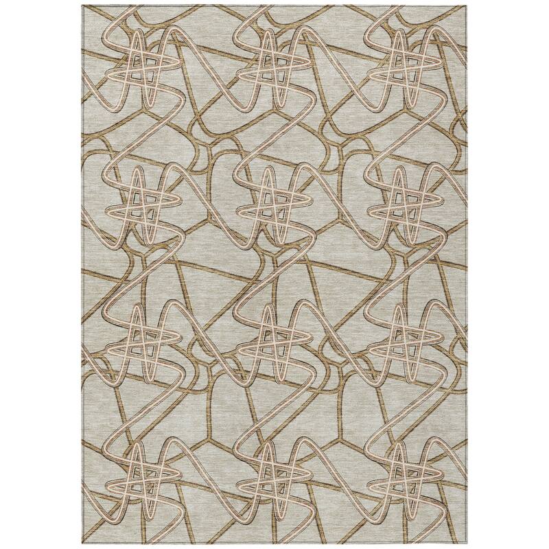 Machine Washable Indoor/ Outdoor Contemporary Links Chantille Rug