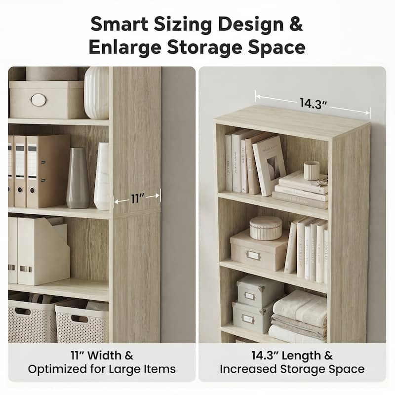 80"H Tall 6-Tier Bookcase With 2 Adjustable Shelves，Modern Open Storage Shelf for Home Office and Bedroom