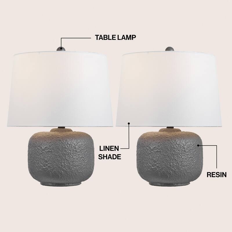 Qualm 20" Resin/Metal Rounded Barrel LED Table Lamp, (Set of 2), By JONATHAN Y