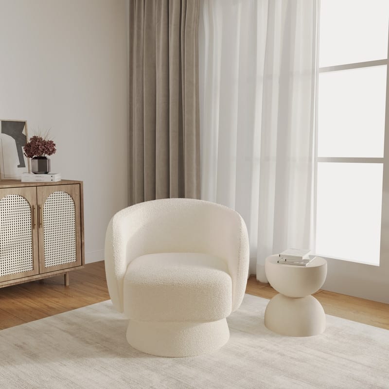 Raze 31" Swivel Accent Armchair Upholstered in Boucle/Velvet/Linen Fabric with Plush Cushioning and Solid Wood Support