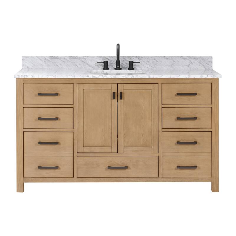 Avanity Modero 60 in. Single Sink Bathroom Vanity with Carrara Marble Top - 61"W x 22"D x 35"H