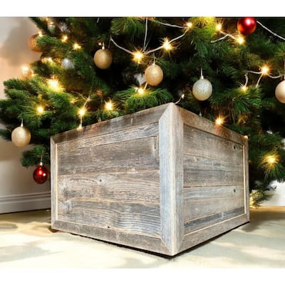 HomeRoots 23" Natural Weathered Gray Plank Christmas Tree Collar - 22.5' X '14.5' X '0.5