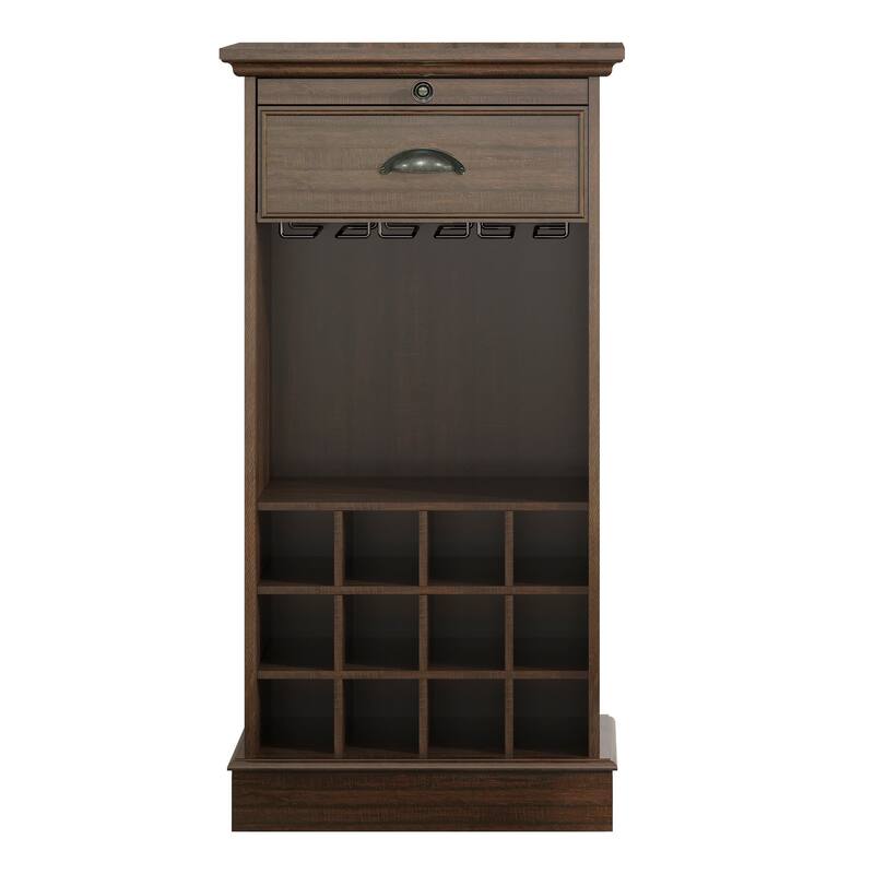 Wine Cabinet with Metal Glass Holder and Wood Lattice Rack - 22" in Width