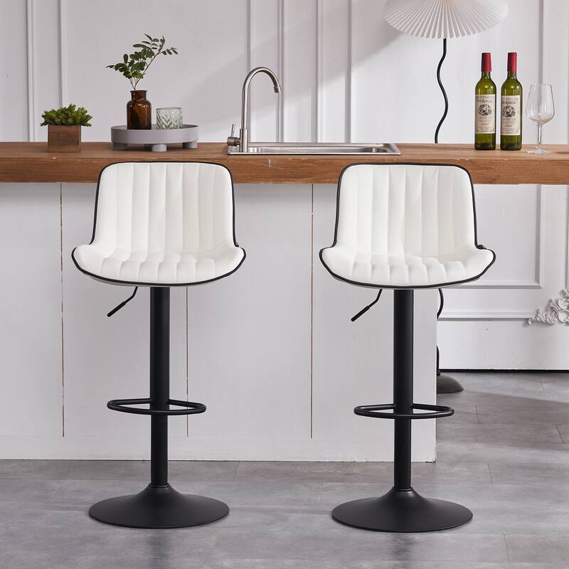 Bar Stools Set of 2 Counter Height Adjustable with Backrest Bar Chairs for Kitchen Island