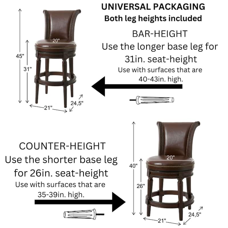 Copper Grove Rijssen Counter-Height Wood Swivel Stool, Faux Leather Seat